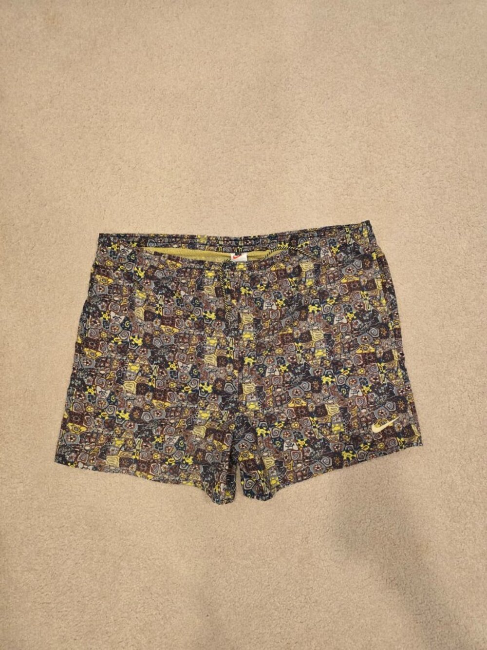 Vintage 90s Nike Aztec Abstract All Over Print  Shorts Swim Trunks Geometric